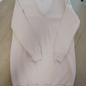 American Apparel V-Neck Sweater Dress- Light Mauve "Flex Fleece Collection"